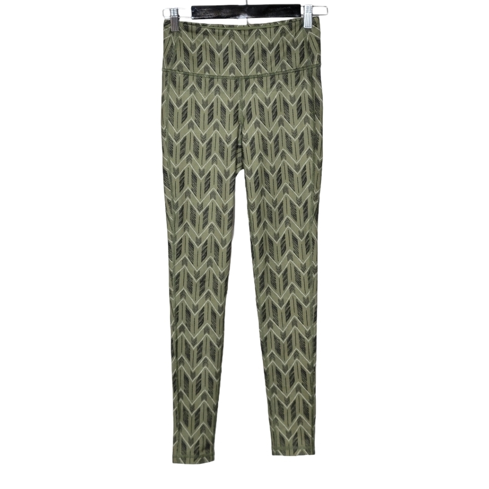 Lucy Performance Leggings Printed Small Olive Green Athletic Yoga Pants